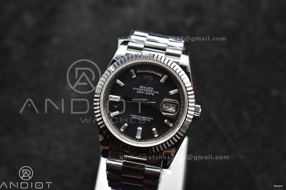 A2836 40 Weight) GMF Steel (Gain on Crystal President V3 Black Dial 904L Bracelet SS DayDate 0220